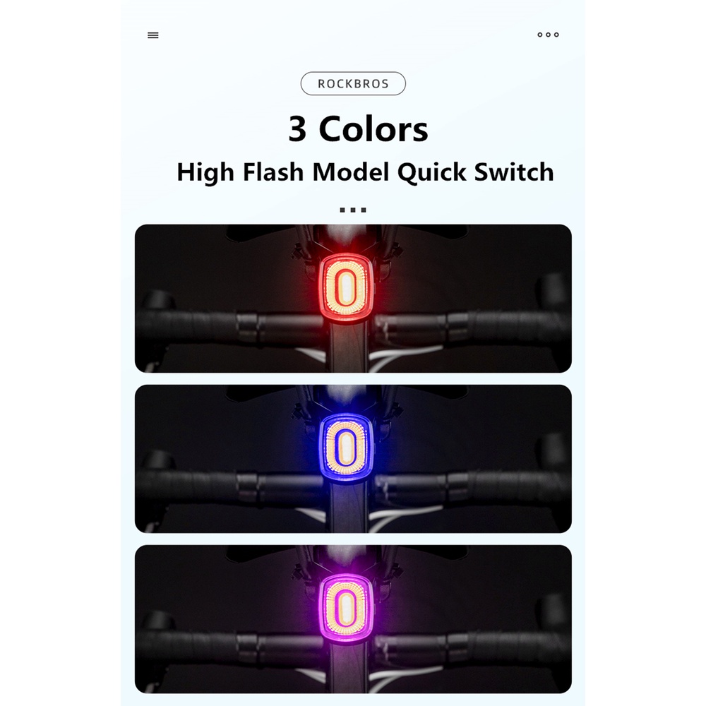 ROCKBROS Đèn Đuôi Xe Q2 Chống Thấm Nước IPX6 2 Màu Đỏ Xanh Dương Tím Dành Cho Xe Đạp