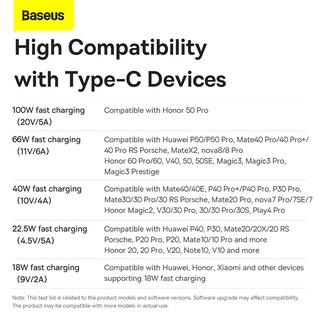 Dây cáp sạc nhanh BASEUS 100W 6A USB Type C dành cho Huawei Xiaomi Mi 10