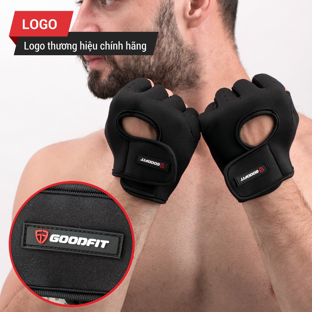 Ảnh Găng tay hở ngón, bao tay tập gym nam nữ GoodFit GF202G đệm silicone chống trượt, vải đục lỗ thoáng khí 3