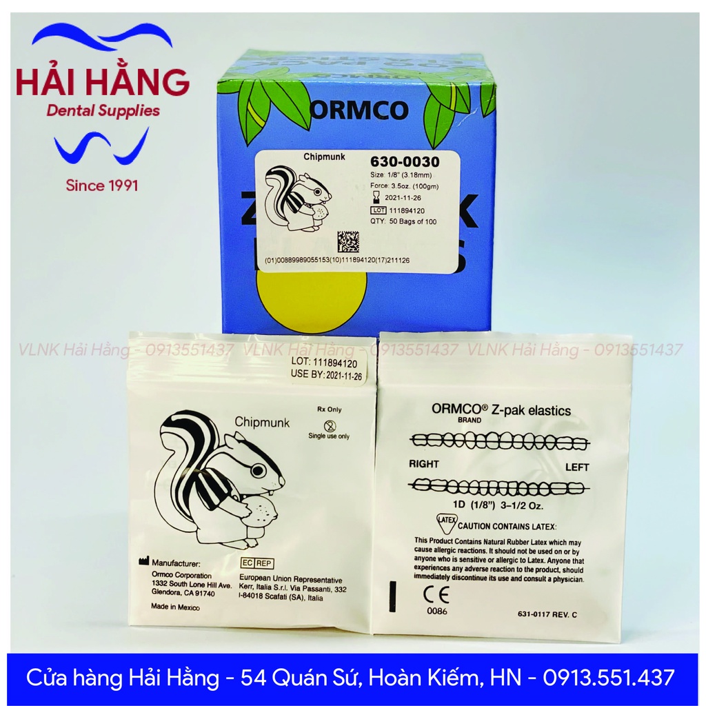 Chun liên hàm chỉnh nha Zpak Elastics chính hãng ORMCO Zpak Elastics
