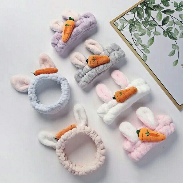 Băng đô giữ tóc rửa mặt tẩy trang tai thỏ cho bạn gái