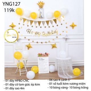 Tổng hợp các sét trang trí sinh nhật cho bé/ người lớn đơn giản tại nhà tone vàng cực sang