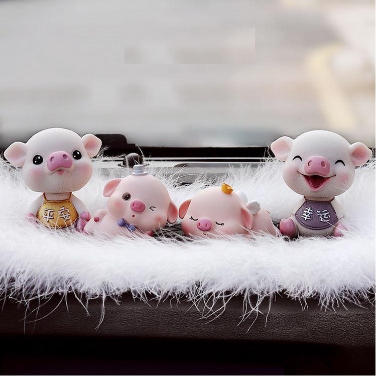 Decor set heo trang trí taplo ô tô,  phụ kiện xe hơi sáng tạo, hoặc để bàn làm việc có tặng kèm sáp thơm