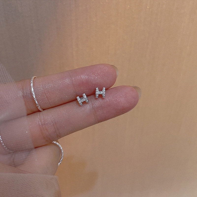 MIAOYA  Bông Tai Mạ Bạc 925 Hình Chữ H Cao Cấp Thời Trang Dành Cho Nữ
