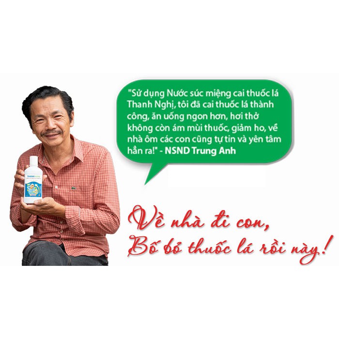 400ml chai Súc miệng cai TL (Thuocla, thuoc lao) Thanh Nghị (Mẫu mới Có mã QR quét)1 LIỆU TRÌNH TỐI THIỂU 1 CHAI 400ml