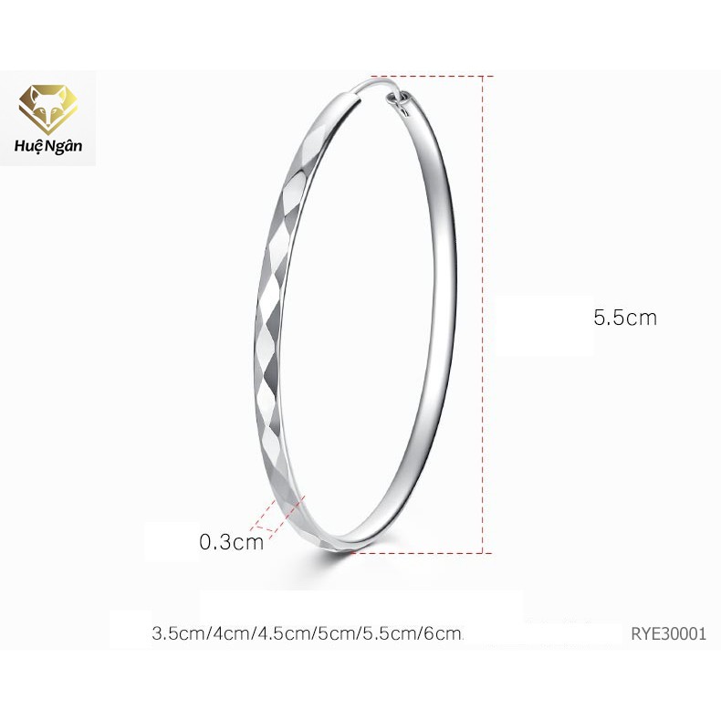 Ảnh Bông tai bạc Ý 925 Huệ Ngân - Vòng tròn cá tính RYE30001 3