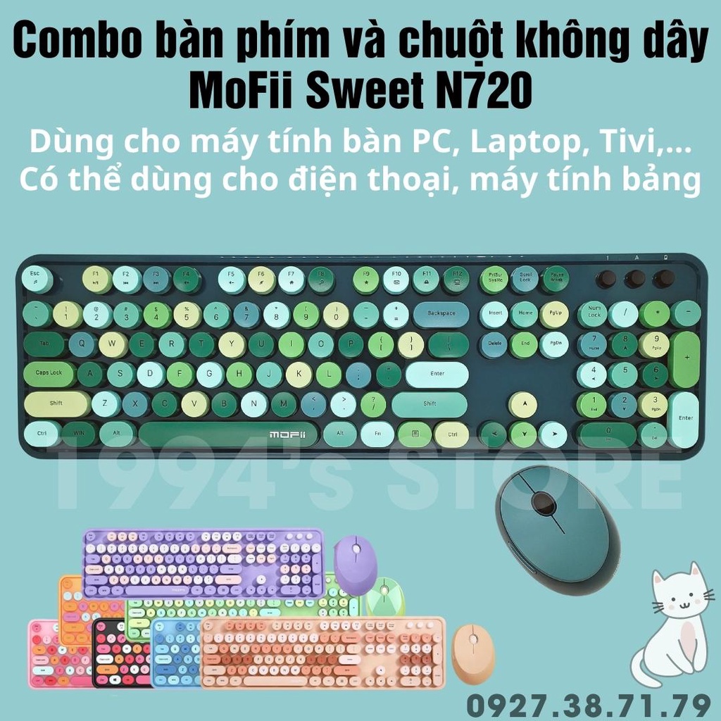 Combo Bàn Phím Giả Cơ Và Chuột Không Dây Mofii N720 Mofii Sweet Mixed 104 Phím Wireless 24g 1384