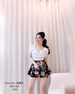 ⚜️⚜️Sét áo cúp ngực + chân váy tầng in hoạ tiết cực hot  💐Chất liệu : lụa dày dặn, mịn đẹp  Lẻ #250k nguyên