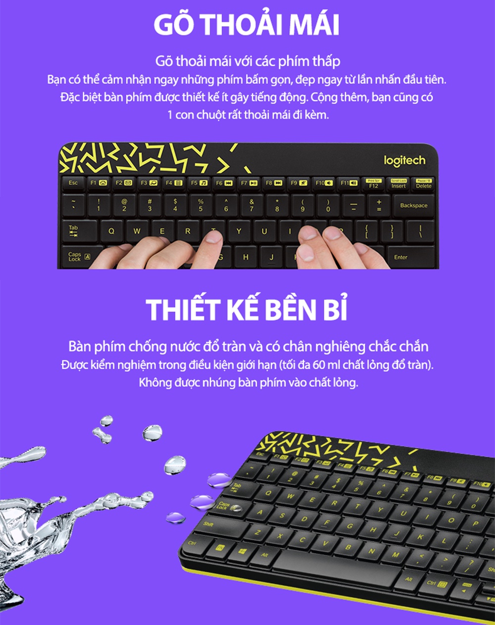 Mô tả Combo chuột phím không dây Logitech MK240 - nhỏ gọn, 1 đầu thu USB, pin lâu - 3