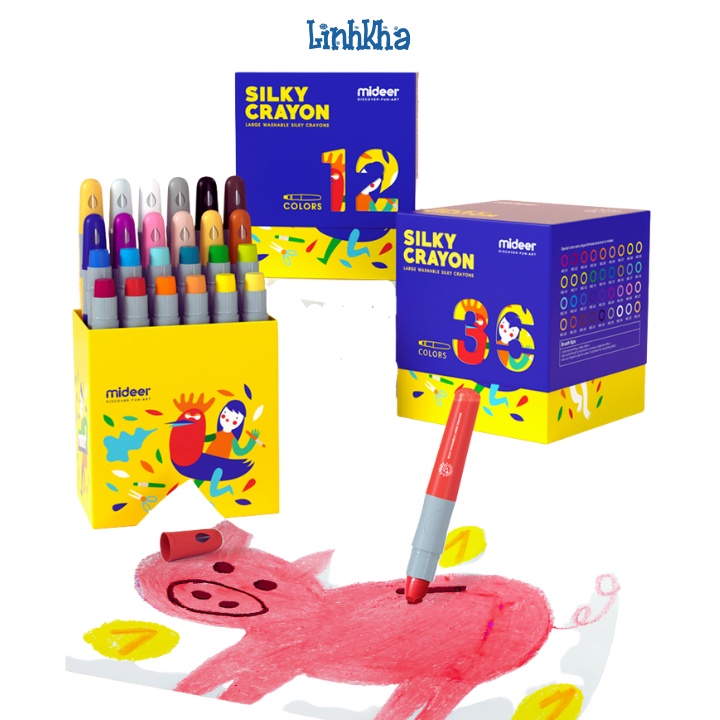 Bút Sáp Màu - Sáp Lụa Mideer Vẽ Được Trên Nhiều Vật Liệu Dễ Dàng Lau Sạch - Mideer Silky Crayon