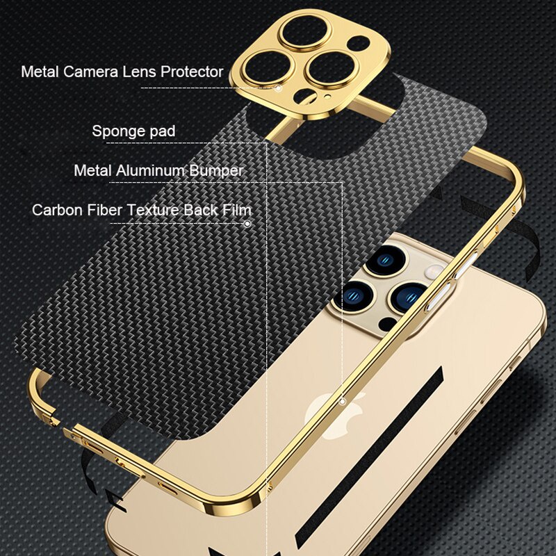 Ốp Lưng Kim Loại Phim Sợi Carbon Cho iPhone 13 Pro MAX 12 Pro Mini 11 Mạ Ốp Lưng Nhôm Khung 11 Pro MAX Bảo Vệ Camera Vỏ Điện Thoại Cho iPhone 12