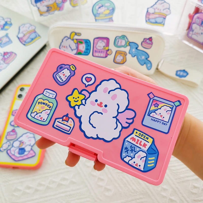 Sticker cute dán mũ bảo hiểm dán sổ dán laptop thỏ xinh dễ thương K47