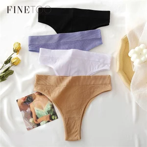 Quần lót chữ T FINETOO lưng thấp không đường may màu trơn dành cho bạn nữ