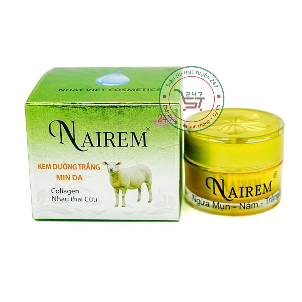 Kem dưỡng Trắng da mặt Mịn da Ngừa lão hóa Nairem 8g (Xanh lá-Trắng)