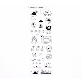 1 tấm sticker dài đen trắng hình vẽ các con vật dễ thương dán ...