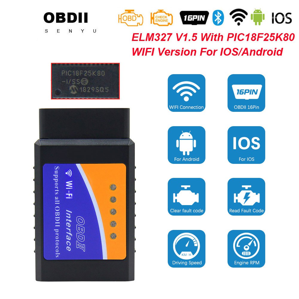 Thiết Bị Chẩn Đoán Lỗi Ô Tô OBD2 ELM 327 V1.5 wi-fi PIC18F25K80 elm327 ...