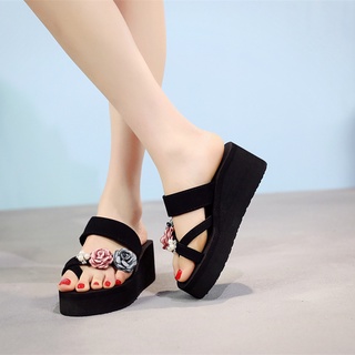 Dép Mùa Hè Nữ Cao Gót Flip-Flops Thời Trang Sinh Viên Nữ Dép Chống Trơn Trượt Nêm Gót