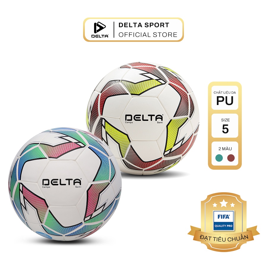 Bóng đá ngoài trời DELTA Campo Semi 5D size 5 chất liệu da PU sử dụng cho 12 tuổi trở lên, chơi trên nhiều loại sân.