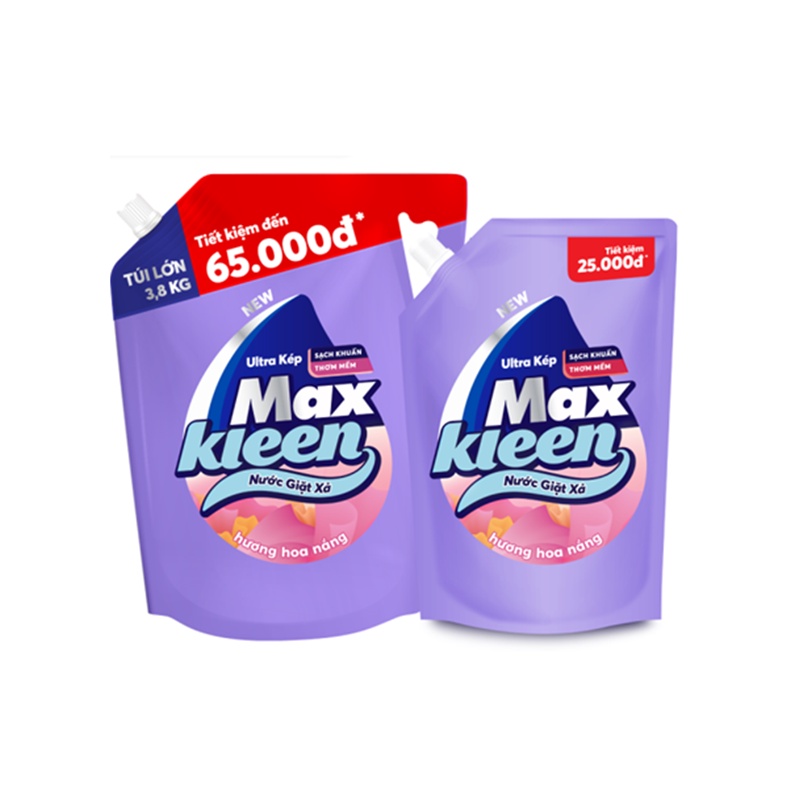 Ảnh Combo 2 Túi Nước Giặt Xả MaxKleen Hương Hoa Nắng 3.8kg + 2.4kg 1