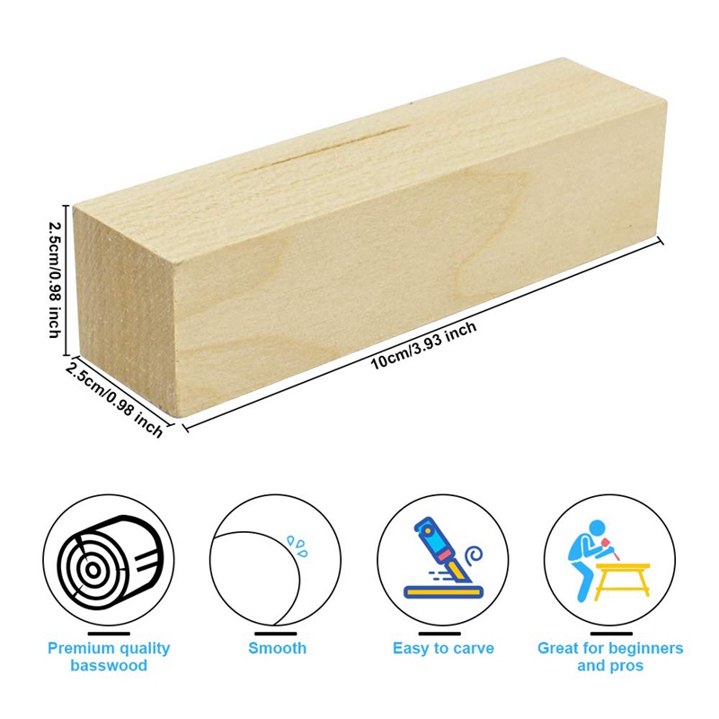 Bộ Khối Gỗ Basswood Mềm Điêu Khắc Và Điêu Khắc Cho Người Mới Bắt Đầu
