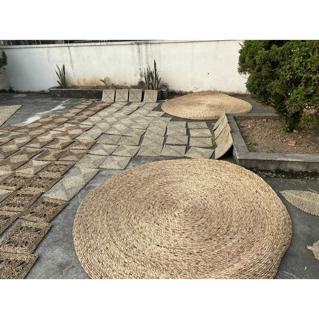 Thảm Cói Tròn ONGTRE, Thảm Trải Sàn Decor Cho Homestay, Resort, Quán Café, Nhiều Kích Thước, Thảm Handmade