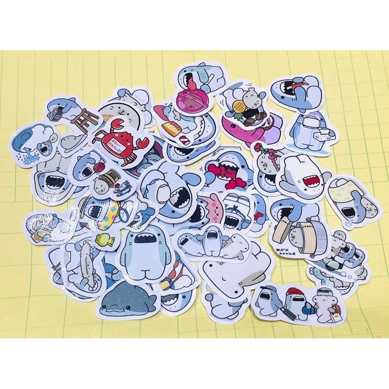 Sticker samezu shark 30-60 cái ép lụa chống xước chống nước/ảnh dán ...