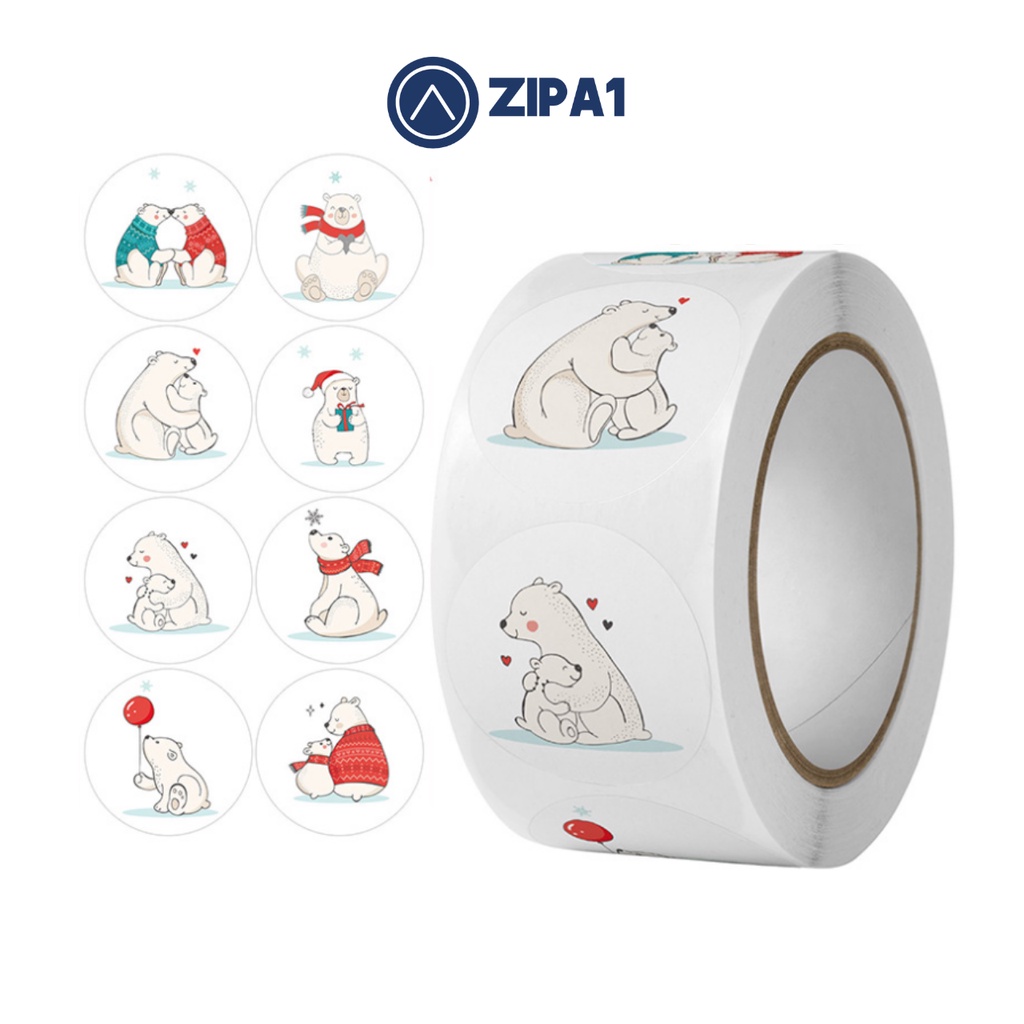 500 miếng dán sticker hình Gấu trắng dễ thương - 2.5x2.5cm / miếng ...