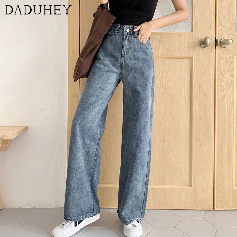 Ảnh Daduhey Quần jean ống rộng lưng cao dễ phối đồ phong cách Hàn Quốc thời trang thường ngày cho nữ 3