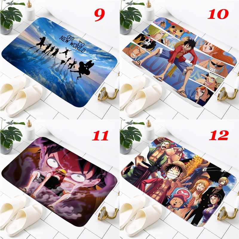 Khỉ D. Thảm lót cửa chùi chân Chống Trượt Thấm Hút Tốt In Hình Nhân Vật Anime One Piece Kích Thước 60x40cm