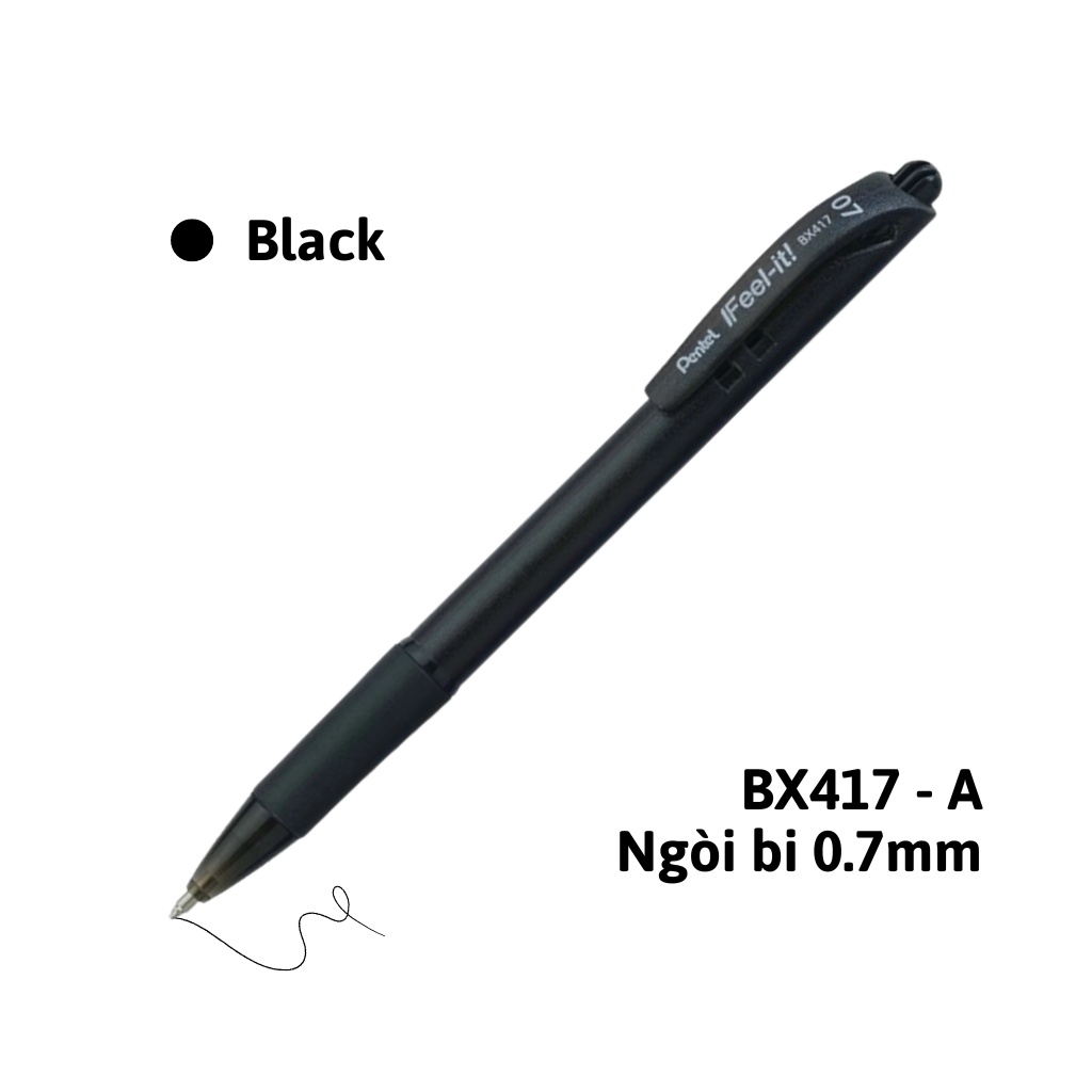 Ảnh Bút Bi Bấm Ngòi 0.7mm Pentel BX417 Trơn Mượt Không Đọng Mực Nét Viết Êm Mịn Không Tắc Mực 3