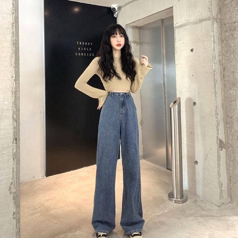 Ảnh Daduhey Quần Jeans Nữ Cạp Cao Ống Rộng Cá Tính 4