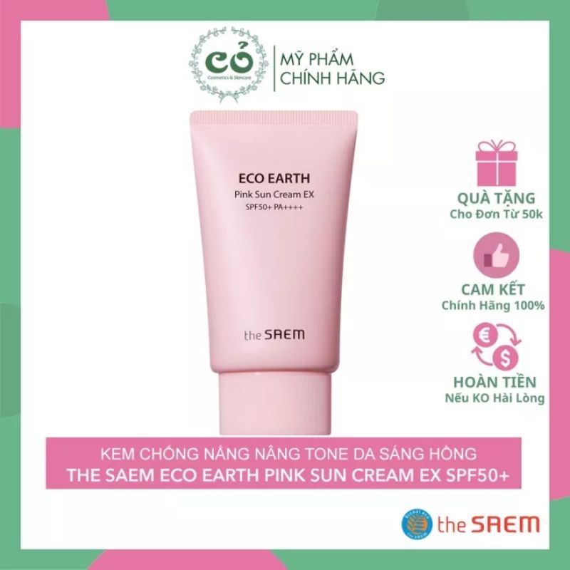 Kem chống nắng The Saem Eco Earth Pink Sun Cream SPF50