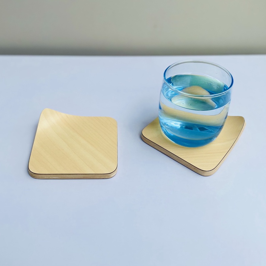 Ảnh Đế Lót Ly Bằng Gỗ Uốn Cong, Khay Gỗ Decor, Chịu Nhiệt Độ Cao - PlyConcept Joy Wooden Coasters 2