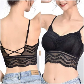 Áo bra ren tam giác dây chéo lưng có mút tháo ra được áo lá áo bra áo 2 hai dây áo croptop