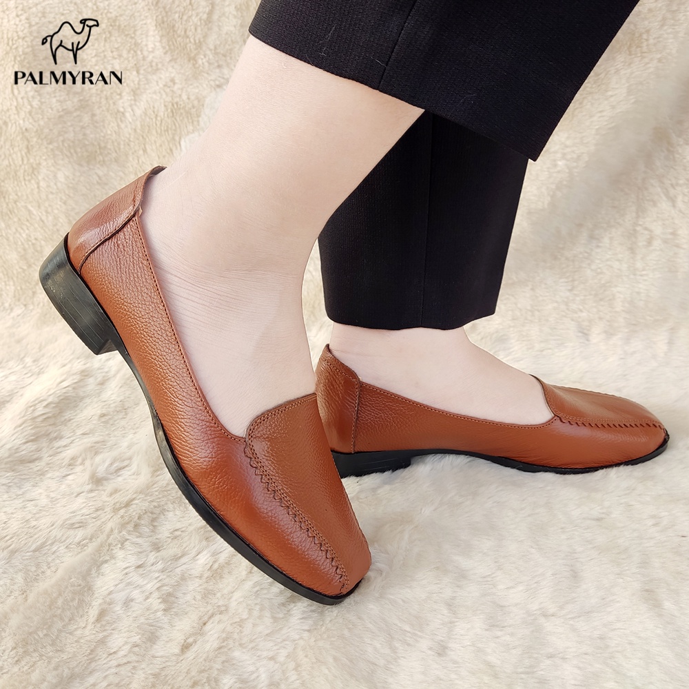 Giày nữ da bò thật mõm vuông palmryan ST29 Bảo Hành 1 năm