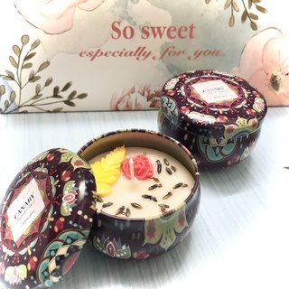 Nến Thơm Decor Hoa Khô Hộp 100ml Hương Hoa Thiên Nhiên