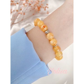 Vòng tay nữ handmade đá Autumn Stone kết hợp cùng khóa trái tim