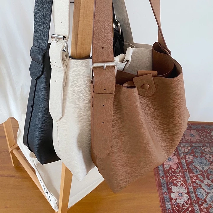 Women's Korean-Style PU Leather Tote Bag – Large – 6