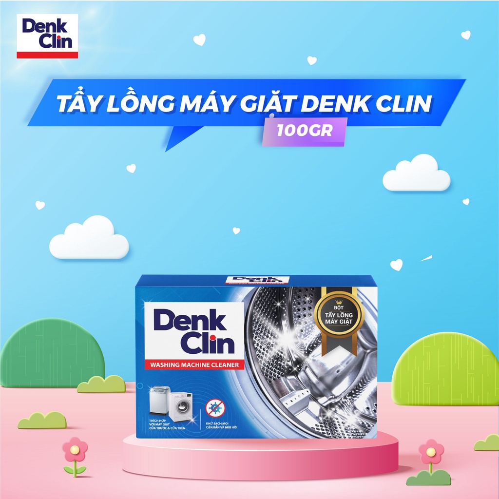 Bột tẩy lồng máy giặt Denkclin 100gr diệt khuẩn khử mùi khử khuẩn không hại máy