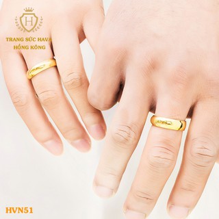 Nhẫn Cưới 2 Chỉ Cổ Điển, Nhẫn Nữ, Nhẫn Nam Xi Mạ Vàng Non Cao Cấp - Trang Sức Hava Hong Kong - HVN51