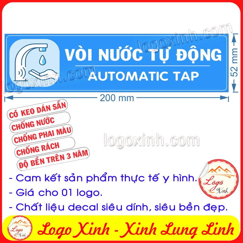 LOGO TEM STICKER BIỂN BÁO VÒI NƯỚC TỰ ĐỘNG- AUTOMATIC TAP- SỬ DỤNG ...