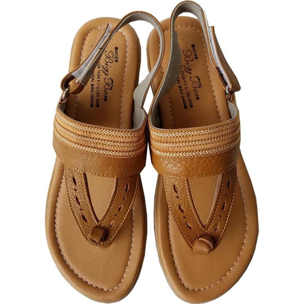 Giày sandal xỏ ngón nữ da bò thật BIGGBEN HKD436