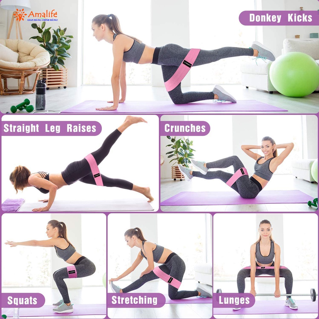 Mô tả Dây Kháng Lực Đàn Hồi Tập Mông Trái Đào Mini Band Hỗ Trợ Tập Chân, Đùi, Gym Cao Cấp Chính Hãng Amalife - 3