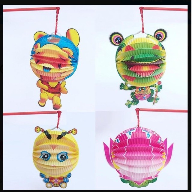 Set 10 đèn lồng giấy Trung thu cỡ trung hình con vật ngộ nghĩnh