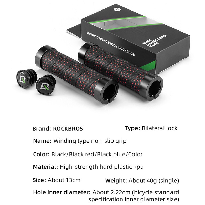 Tay cầm xe đạp chống trượt ROCKBROS MTB có thể khóa được với chất liệu PU