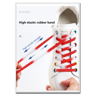 Flat Gradient Co Giãn Giày Dây Giày Sneaker Dây Cao Su Phẳng Giày Ren Trẻ Em Người Lớn Nhanh Lười Dây Giày Không Buộc