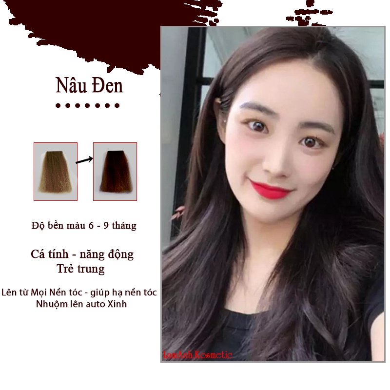 Thuốc nhuộm tóc Nâu Đen 100ML lên màu chuẩn tone