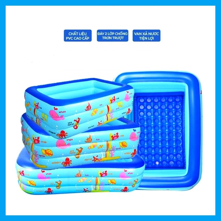 Ảnh Bể bơi cho bé cao cấp hình chữ nhật đủ kích cỡ 2-3 tầng đáy 2 lớp chống trượt bền đẹp Amalife 1