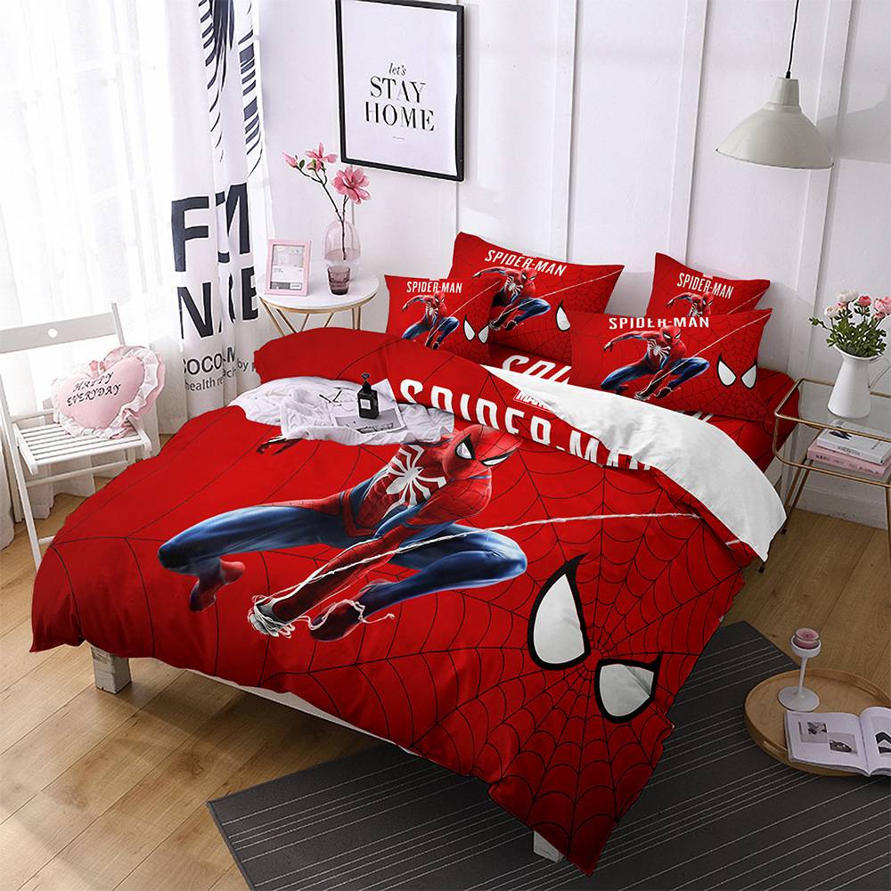 PS1 Người Nhện 3in1 Bộ Chăn Ga Gối Chăn Ga Gối Phòng Ngủ Có Thể Giặt Ký Túc Xá Phù Hợp Với SP1