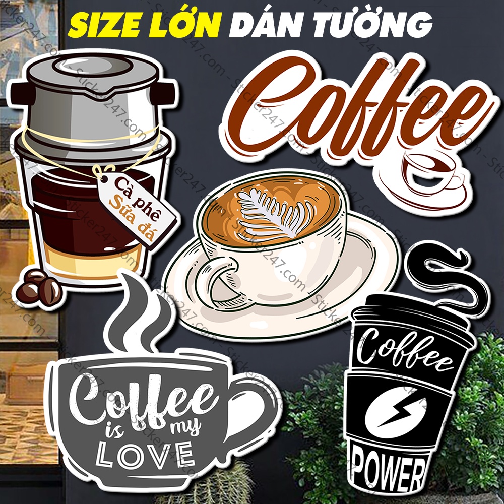 Decal Trang Trí Quán Cafe 🌈𝑭𝒓𝒆𝒆𝒔𝒉𝒊𝒑 Decor Quán Cà Phê, Đồ ...